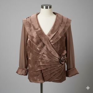 Cachet Women's Brown Satin Top
